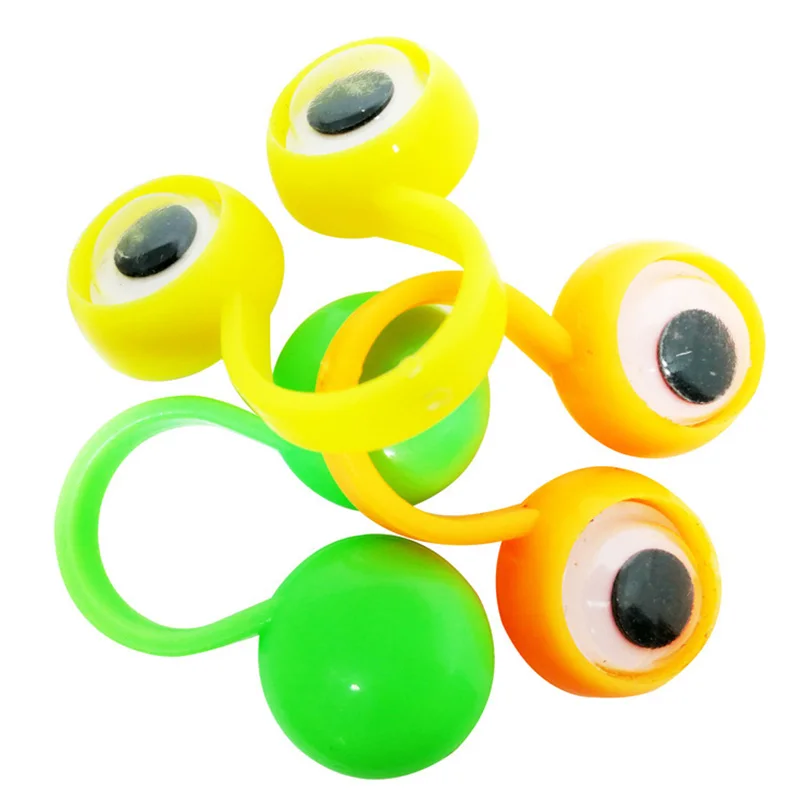 

12Pcs/Lot Plastic Rings With Wiggle Eyes Finger Spies Gift Toy For Birthday Party Kids Random Color