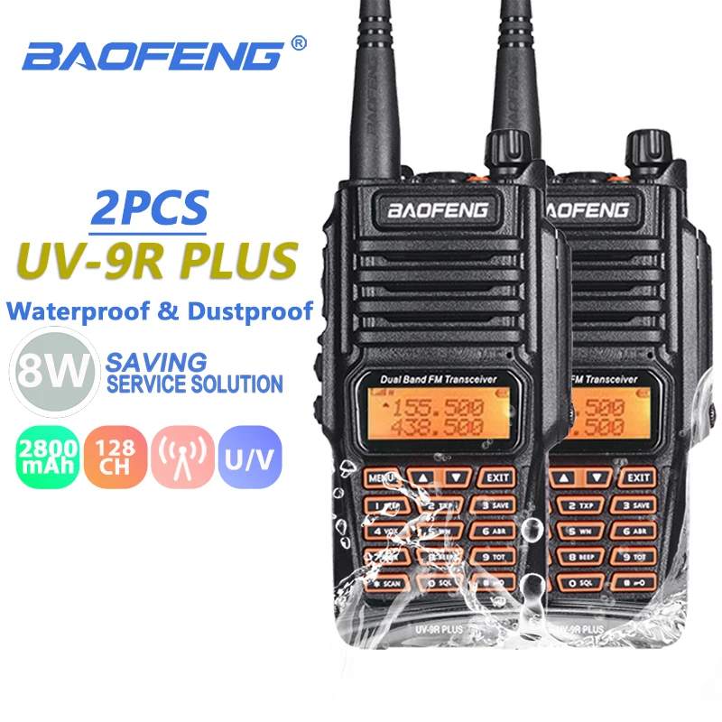 2 шт. Baofeng UV 9R плюс влагонепроницаемые Walkie Talkie IP67 Двухзонный модуль подключения к