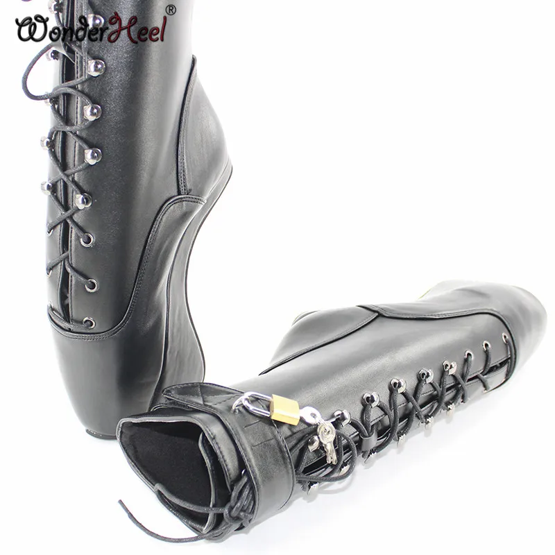 Wonderheel/ботильоны с замочком, балетные Полусапоги на танкетке 18 см/7 дюймов модные ботинки на шнуровке на высоком каблуке