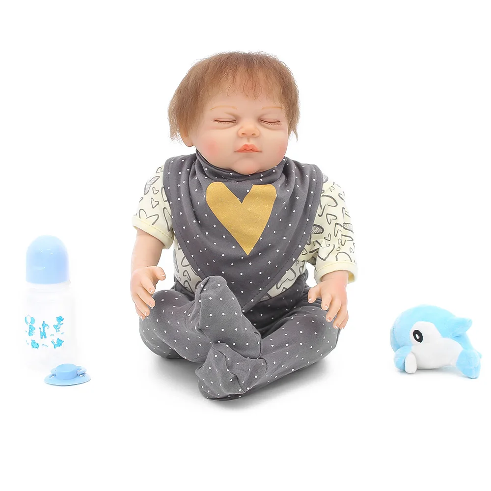 

49cm Soft imported mohair Silicone Reborn Baby Doll DIY Toys Lifelike Babies Boneca stuffed VInyl mini Dolls Bebe Reborn Menina