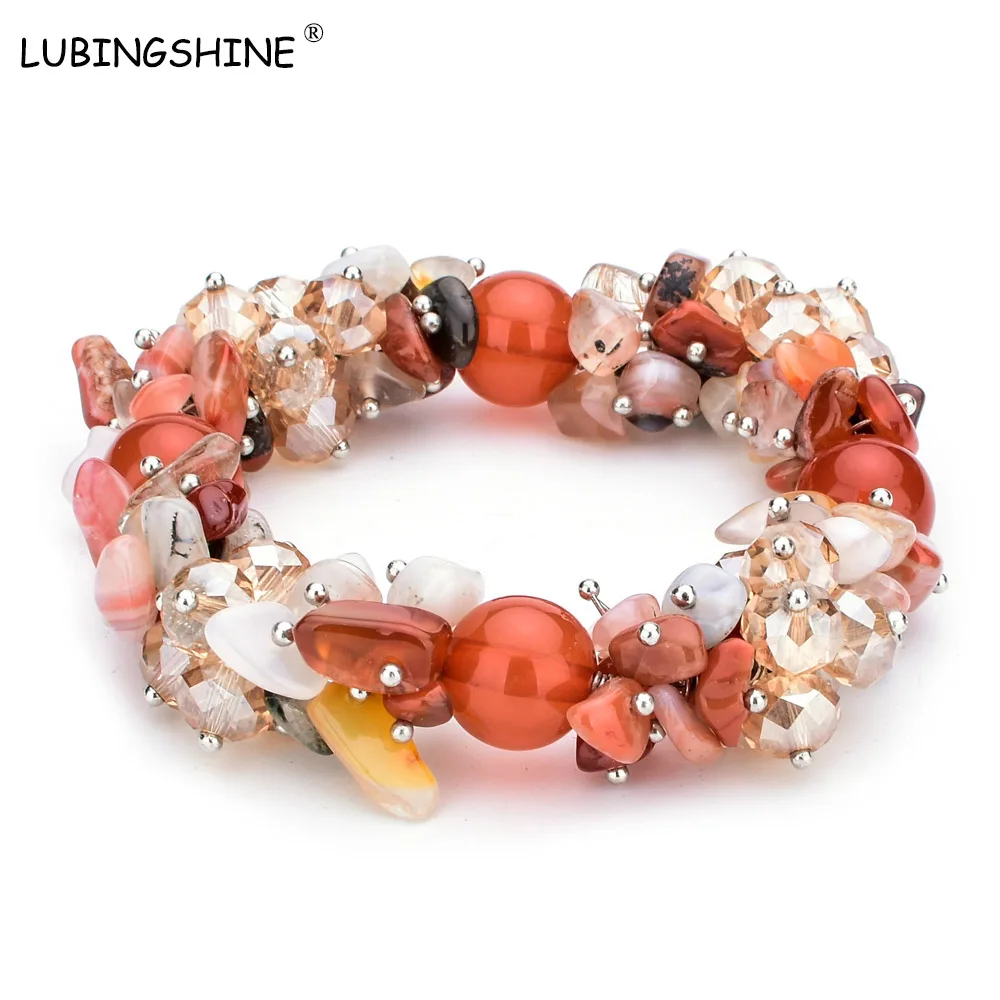 LUBINGSHINE 100% Handmade Fantasy Natural Gem Stone Crystal Bracelets For Women Fashion Jewelry Boho Bangles JJAL B1289 | Украшения и