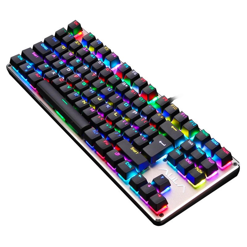 RGB Mechanical Keyboard Gaming USB Wired 87/104 Keys 16800 Million Color Anti-ghosting Russian/English Backlight Desktop