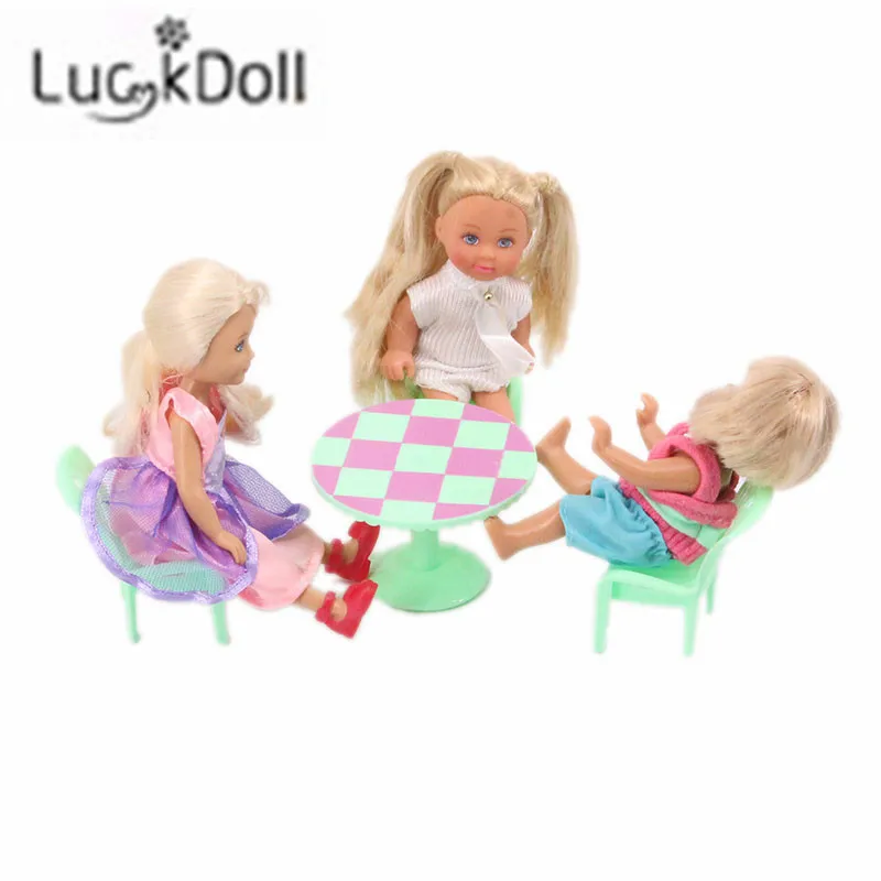 LUCKDOLL 4-х компонентная мебель 3 стула + стол подходит для куклы аксессуары девочек