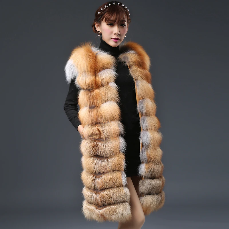 Русская Зима Жилеты 2016 Из Натурального Меха Лисы Жилет Женщин colete feminino де inverno