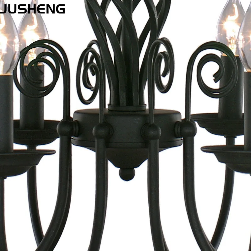 JUSHENG American Retro Style Iron Chandelier Lighting Led E14 Bulb Luminarias Dining Room Kitchen Chandeliers 3/5/8T | Лампы и