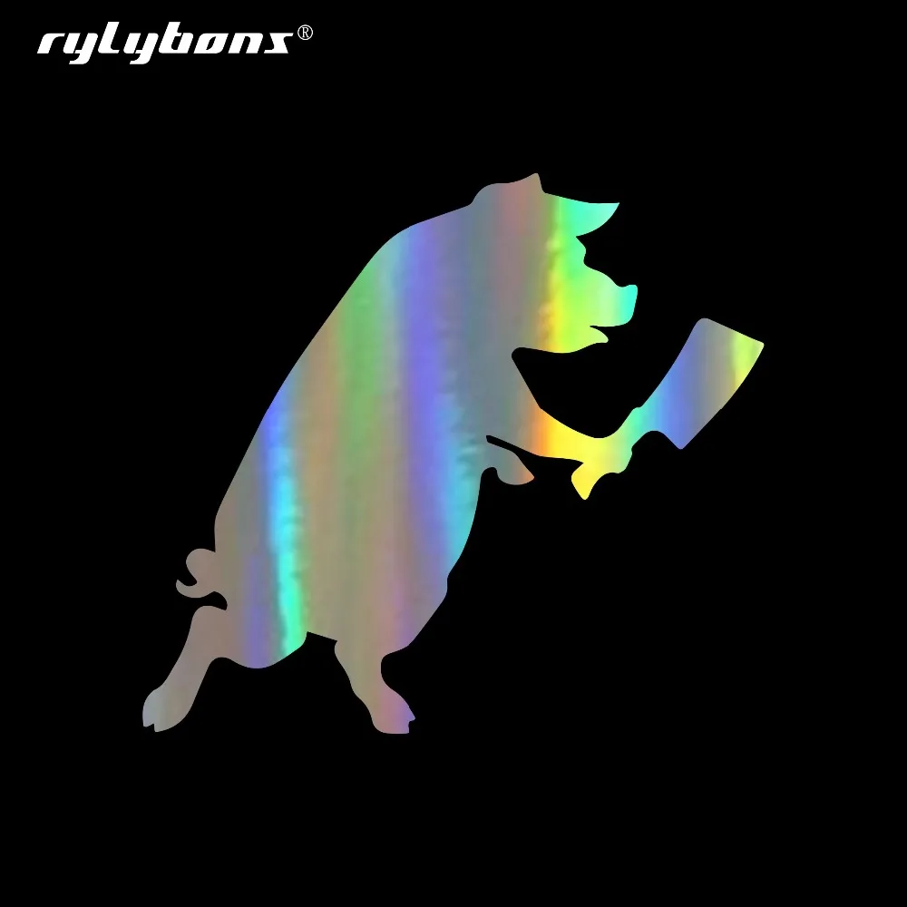 Новинка Rylybons 14.4X13CM Свинья с мясным ножом окна виниловые наклейки и для автомобиля