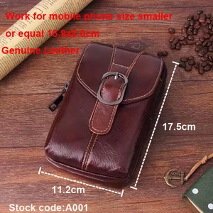 belt clip man genuine cow leather mobile phone case pouch for asus zenfone 33 laser3 zoom3 max3 deluxeoneplus oneoppo r11