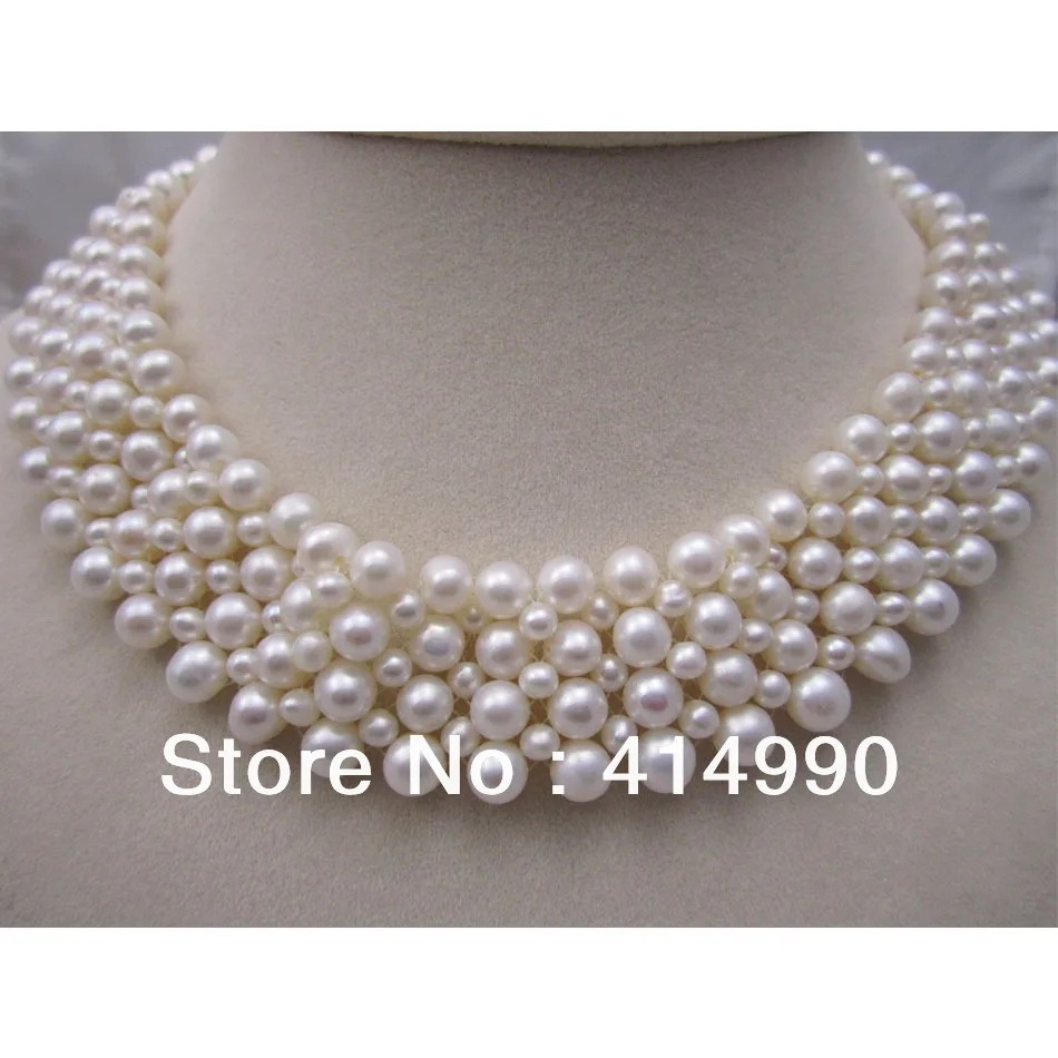 Wide pearl necklace wedding dinner covering postoperative scar, etc. The bride necklace woven natural pearl necklace