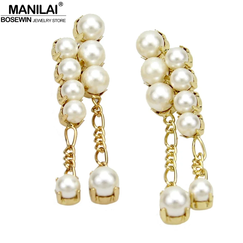 Manilai Новинка 2017 года моделируется Перл кисточкой Винтаж Серьги гвоздики для Для