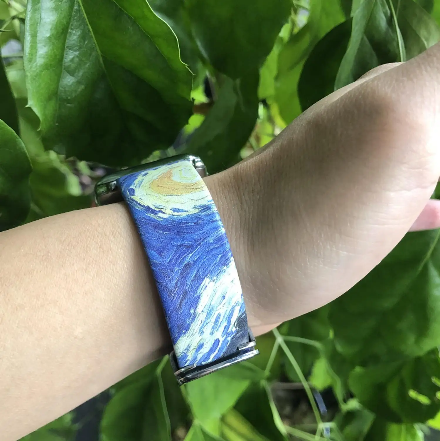 Художественный напечатанный кожаный ремешок Van Gogh для Iwatch, ремешок серии 5, 4, 3, 2, 1, цветочный ремешок для Apple Watch, ремешок 40 мм, 38 мм, 44 мм, 42 мм