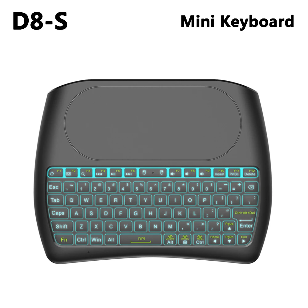 D8 S 2 4G мини беспроводная клавиатура русская испанская 7 цветов с подсветкой