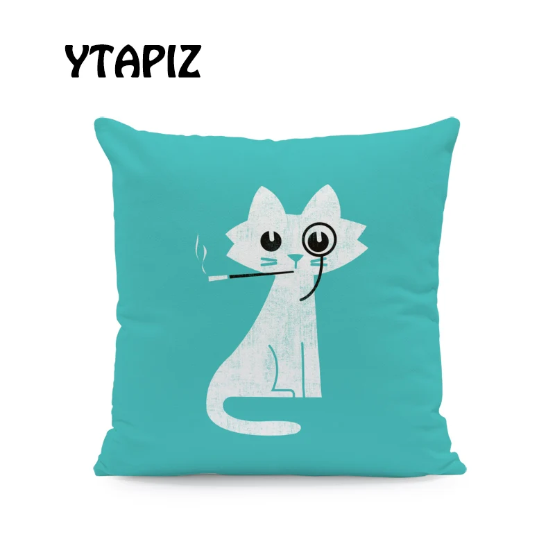 Cartoon Painted Animal Pillow Case Cat Deer Whale Dinosaur Unicorn Decoration Kite Toothbrush Skateboard Rainbow Cushion Cover | Дом и сад