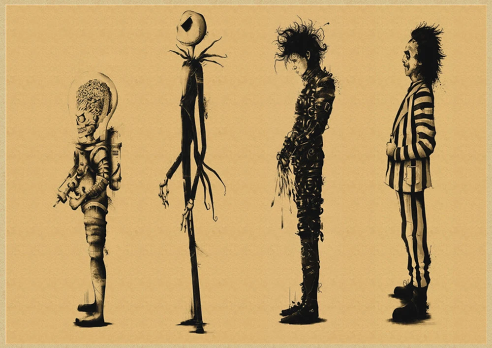 Классическая пленка Эдварда сissorhands плакат крафт-бумага ВИНТАЖНЫЙ ПЛАКАТ бар украшение дома стикер стены - Цвет: Розовый