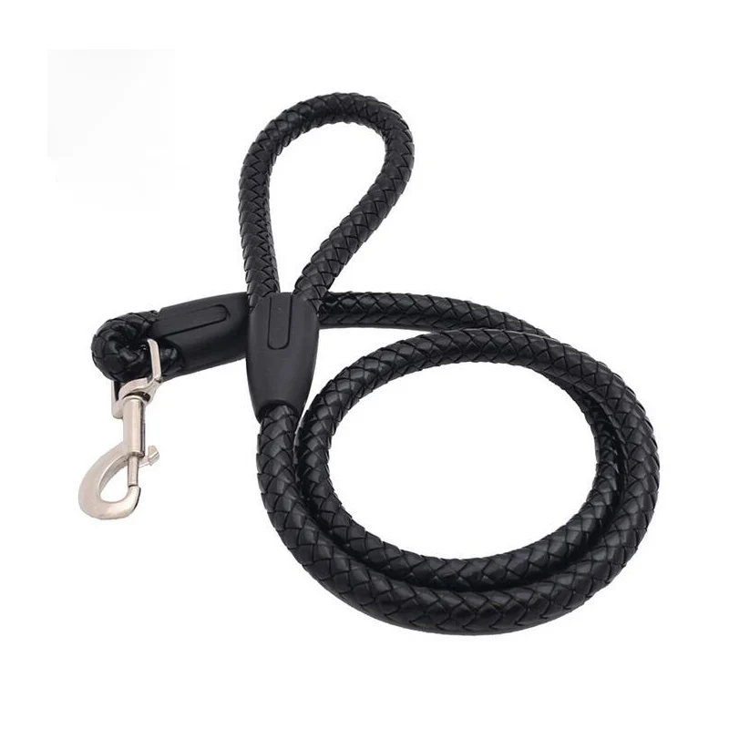 

Pet Dog Leads Black 120CM Leather Strong Safety Chain Traction Rope Pets Medium Dog Large Dogs Pet Supplies
