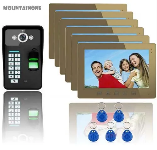 Система внутренней связи MOUNTAINONE дверной видеодомофон 10 дюймов 1000 ТВЛ HD ИК камера