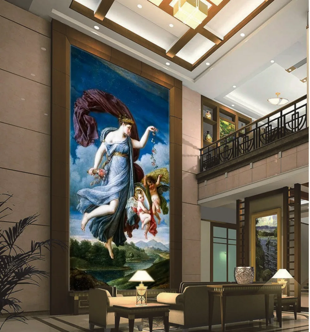 3d обои стены продвижение красивый ангел и маленький фрески на заказ красивые