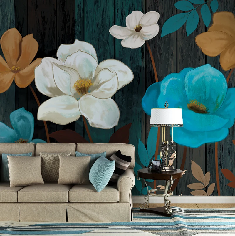 Большая абстрактная картина маслом в стиле фрески с цветами 3d настенные обои для