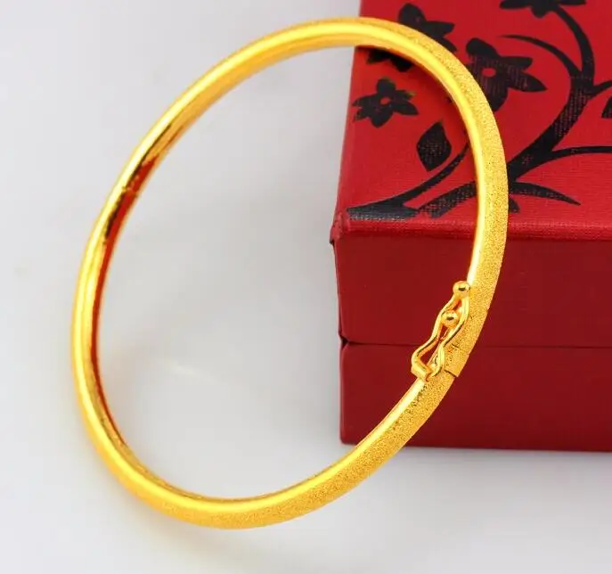 

Fashion Pure 999 24K Yellow Gold Sandstone Bangle Women's Bangle 12.98g