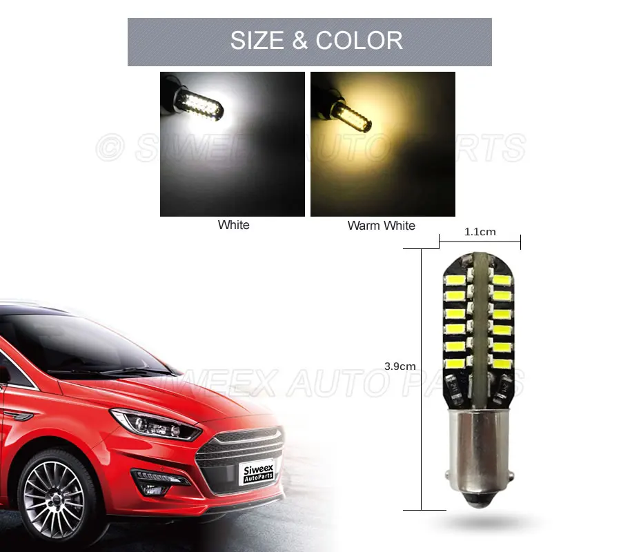 2 предмета BA9S 48 SMD 3014 Светодиодный авто светильник Canbus Error Free фонарь освещения
