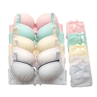 lovely three rows after gathering buckle girls bra set high school student small breast adjustable underwear bra set for 12 16y
