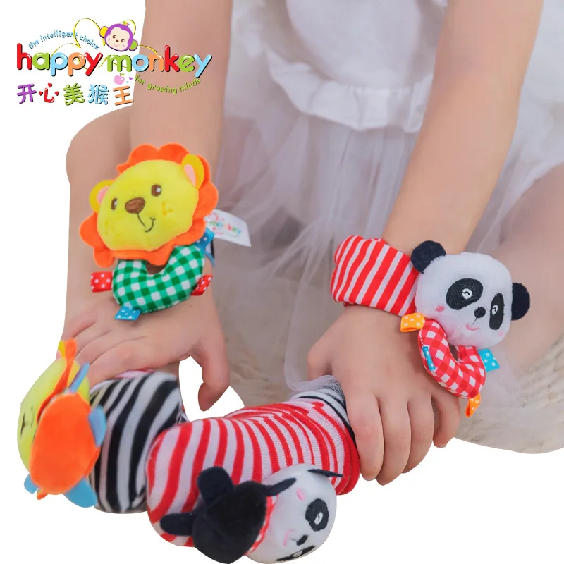 Детский браслет плюшевая игрушка погремушка тканевые часы детские игрушки 0 12