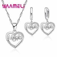 925 sterling silver earringnecklace jewelry set passionate style love heart shape for wedding anniversary gift women