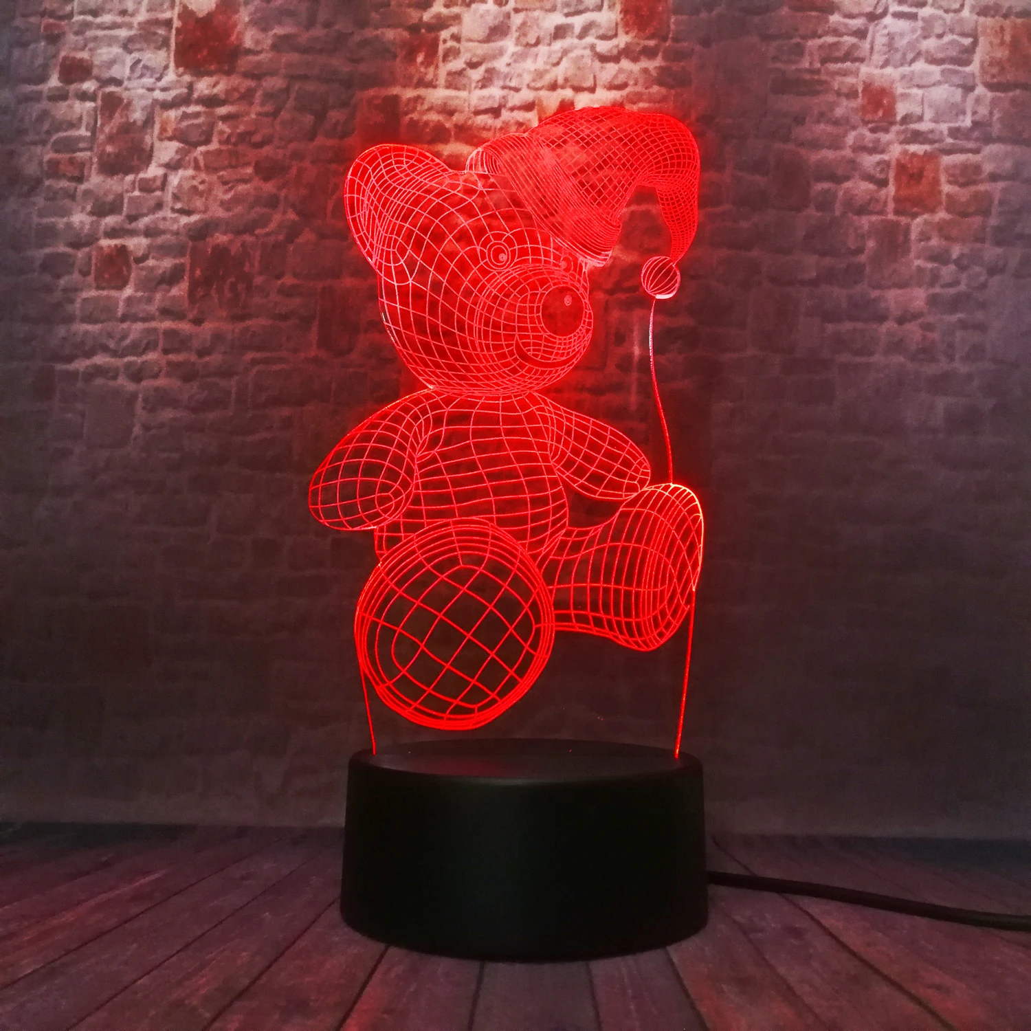 Хит! 3D Рождество Bear7 цветов Изменение ночные светильники Спальня ребенок Спящая