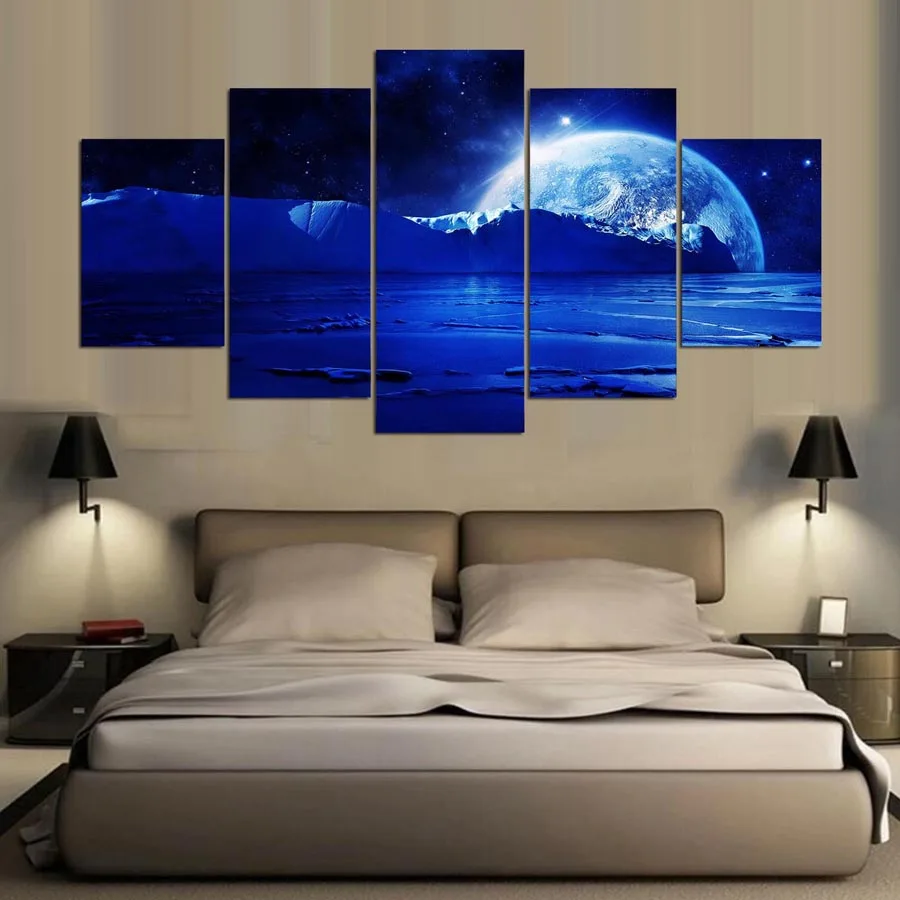 Холст HD печатает фотографии домашний Декор 5 шт. красивые планет Картины Wall Art Для