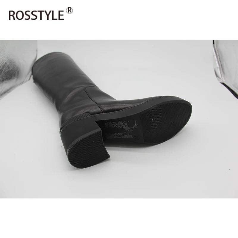 Rosstyle плюс Размеры сапоги до колена обувь на высоком каблуке со Для женщин молнии
