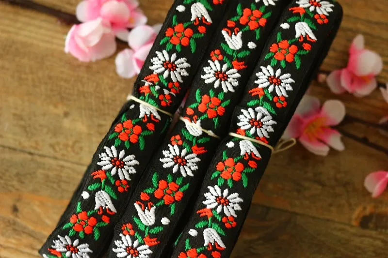 Wide2.2 см 10 ярдов/партия хлопчатобумажная тканая жаккардовая лента черный фон