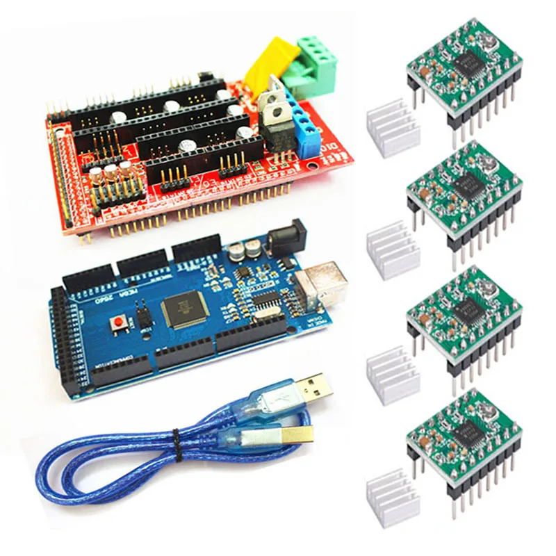Комплект для 3D принтера Reprap Mega 2560 R3 Arduino + контроллер RAMPS 1 4 шт. модуль шагового