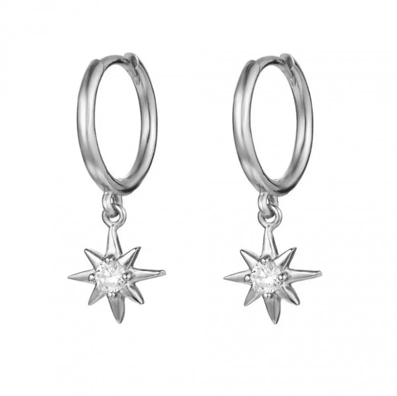 Серьги кольца из стерлингового серебра 925 пробы starburst huggie Золотая Серебряная