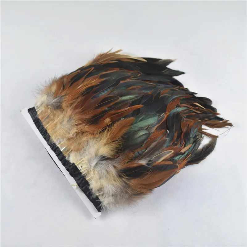 1yards long high quality Natural color Rooster Trims Feather Fringe Dyed with Satin Ribbon Tape for skirt feathers crafts | Дом и сад