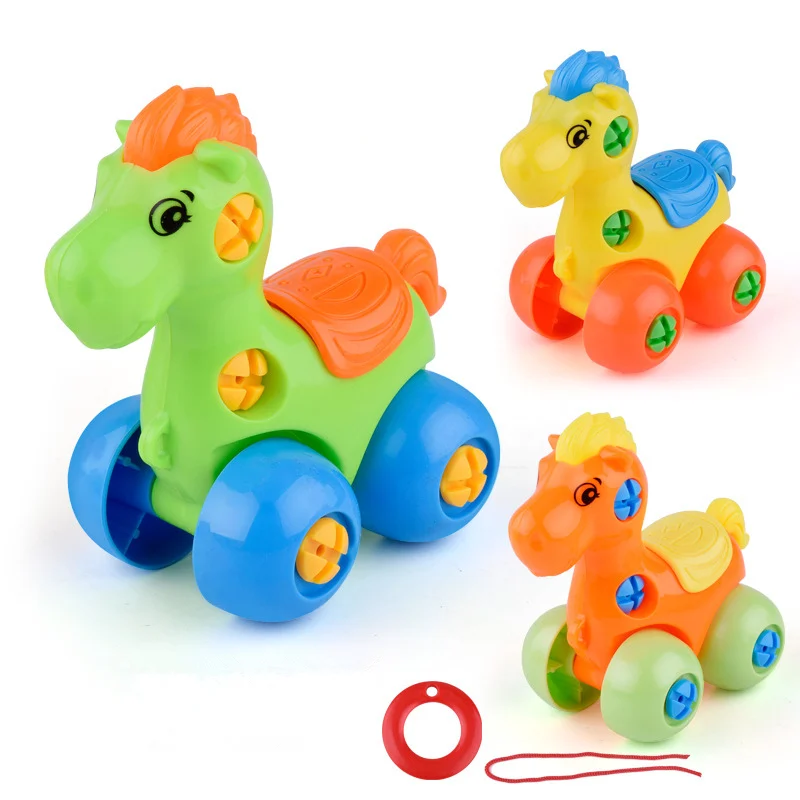 Horse Детская головоломка, садовый инструмент, разборная игрушка, автомобиль, пластик, детский автомобиль, ремонт, инструменты для моделирования, игрушки для детей, вертолет для мальчика - Цвет: Horse