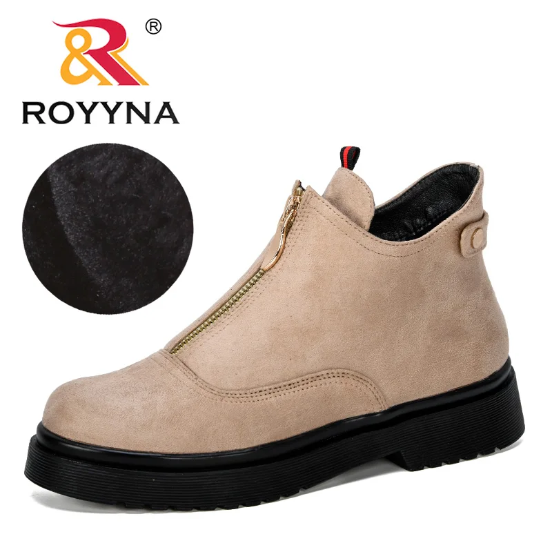ROYYNA 2019 New Designer Popular Women Winter Boots Classic Zipper Snow Ankle Flock Warm Plush Outdoor Shoes Trendy | Обувь