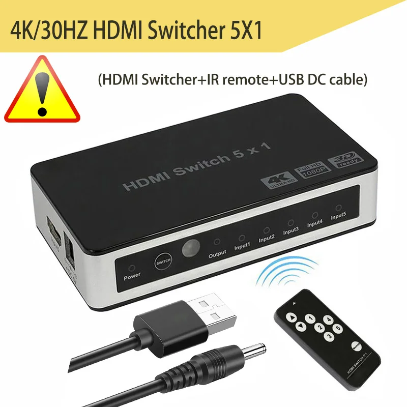 4K 30HZ HDMI 5X1 UHD HDMI 2,0 коммутатор 4X1 HDCP 2,2 HDMI KVM 2X1 HDMI 1080P коммутатор 3X1 5X1 HDMI для HDTV DVD PS4 ПК ноутбука STB - Цвет: 4K 30HZ HDMI 5X1