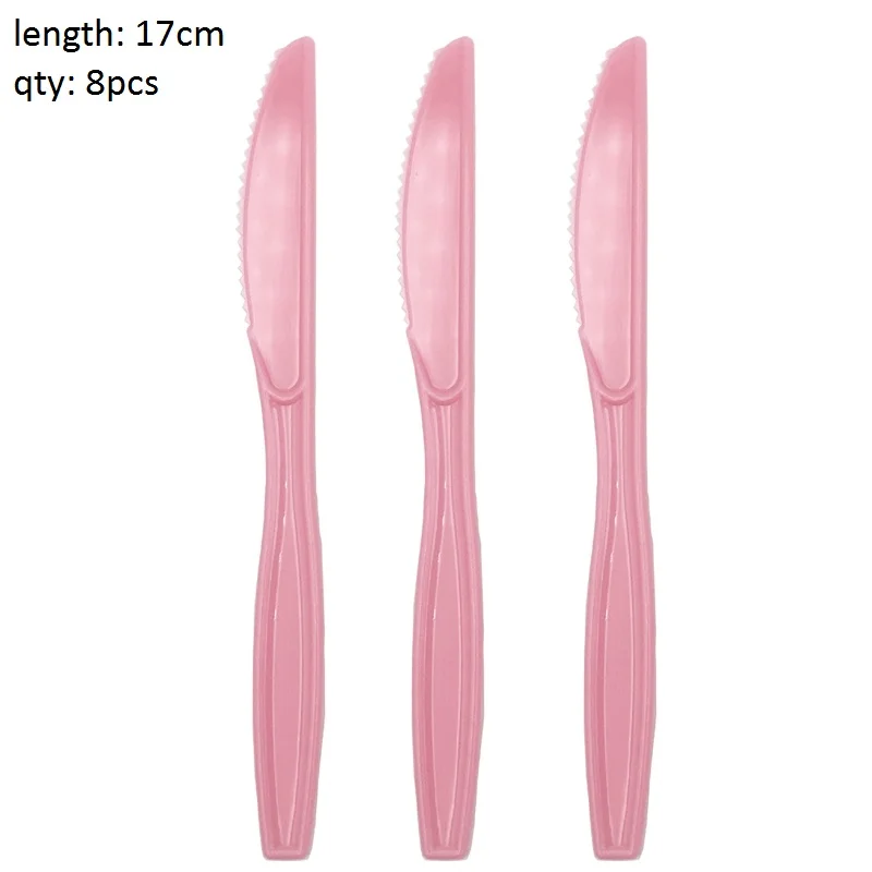 pink knives Это мальчик девочка детская душевая Посуда декоративная бумага для вечеринок баннер соломинки салфетки пластиковая скатерть и набор столовых приборов - Цвет: pink knives