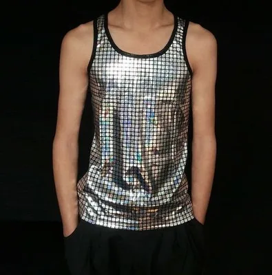 Silver plaid vest Весенне-летняя одежда для детей, для взрослых, неоновый зеленый топ, для мальчиков и девочек, унисекс, одежда для выступлений, в горошек, унисекс, жилет для танцев в стиле хип-хоп - Цвет: Silver plaid vest