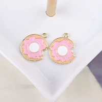 10pcs 1712mm diy accessories enamel doughnut charms bracelet jewelry small hanging donut small earring pendant