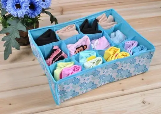 2016 Factory direct sales HOT 31*23*11CM Non-Woven Fabric Hot Sale Folding 12 Grid Storage Box for Bra Underwear Socks | Дом и сад
