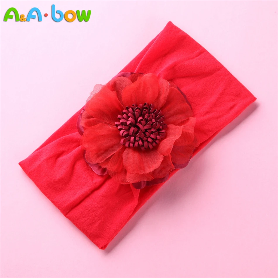 Diadema de nailon con estampado Floral para beb&eacute;, turbante el&aacute;stico suave, para la cabeza diadema, calentador, 8 unids/lote-5