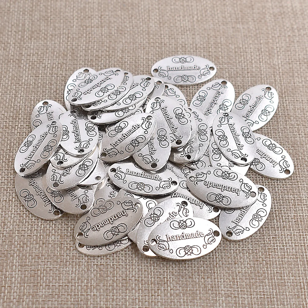 Ancient silver 50 шт. Винтаж ручной работы металлические этикетки для Для женщин одежда, сумки, обувь ручной работы теги Сделай Сам Одежда Швейные аксессуары-бирки - Цвет: Ancient silver
