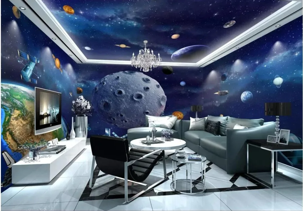 

3d photo wallpaper custom mural Cosmic Galaxy Earth Planet Theme Space Whole house wall living room wallpaper for walls 3 d