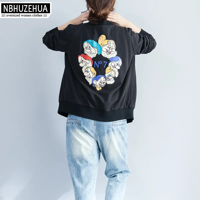 Nbhuzehua j226 4XL 5XL 6XL Для женщин Базовая куртка осень 2017 г. Новый негабаритных молнии