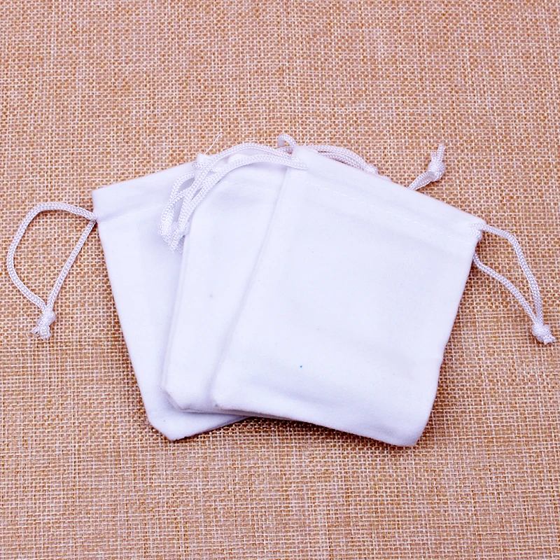 

9x12cm White Velvet Bags 50pcs/lot drawstring gift candy beads packaging pouches accept custom logo wholesale
