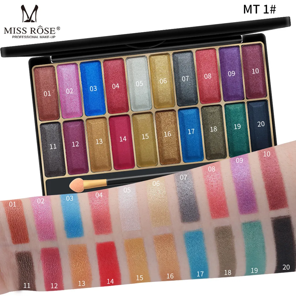 MISS ROSE 20 цветов Тени для век pallete профессиональные блестки Розовые блестящие тени