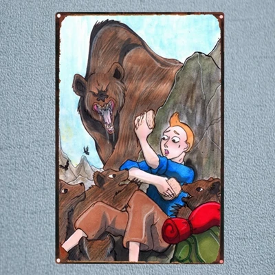 Tintin мультфильм кино жестяная вывеска металлическая пластина железная живопись детская комната настенный бар кофе домашнее искусство Ремесло Декор 30X20 см DU-1043 - Цвет: DU1057