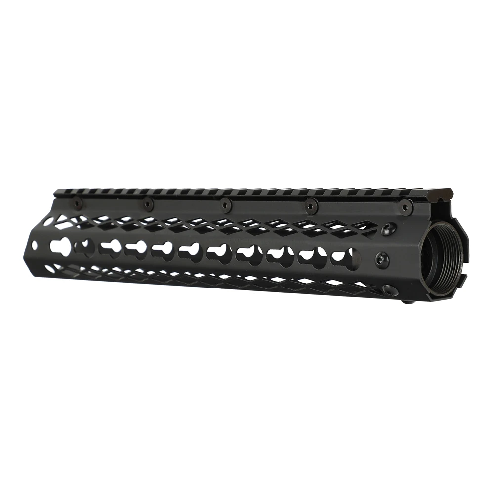 Тонкий стиль AR15 10 дюймов стальной свободный поплавок Keymod Handguard Пикатинни для тактических винтовок крепления со стальной бочковой гайкой
