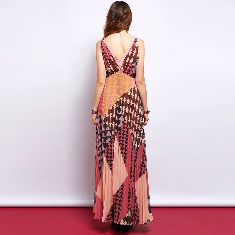 Baogarret летние Boho каникулы макси платья женские сексуальные V шеи Ruched шифон
