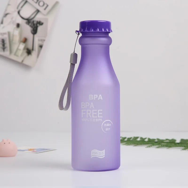 Purple Бутылка для воды, яркие цвета, небьющаяся, матовая, герметичная, пластиковый чайник, 550 мл, без бисфенола, портативная бутылка для воды, aguafor, для путешествий - Цвет: Purple